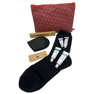 Travel Essentials Kit With REN Skincare Bamboo Toothbrush Socks & Red Pouch 70g